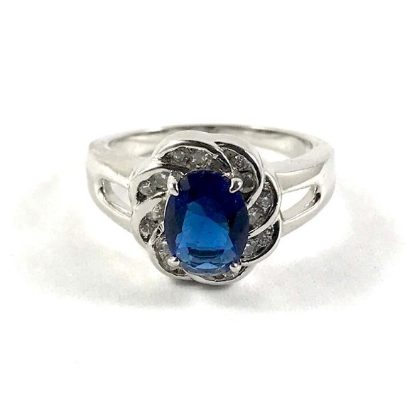 Jewelry - Silver Blue Sapphire Ring Size 5